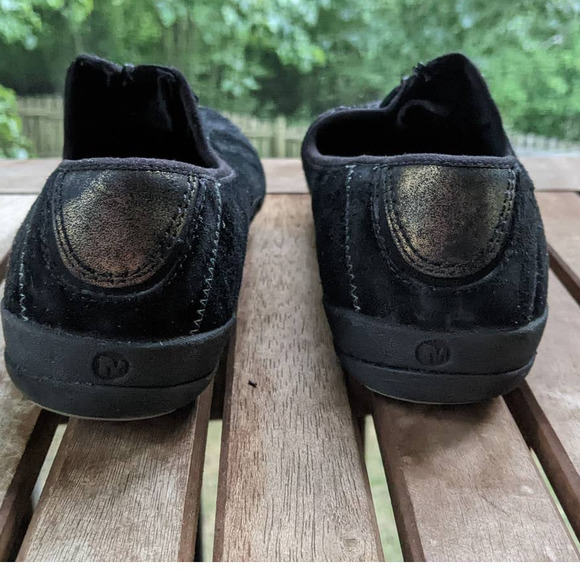 Merrell Arabesque Leather Black/Gold Women's Casual Zip Up Loafers Size 7.5 - Picture 6 of 10